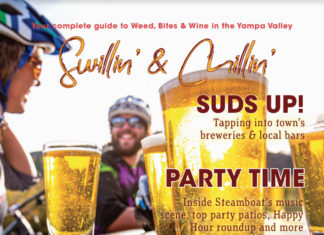 Summer / Fall 2021 Issue #1 Swillin' & Chillin' issue #1 cover - Your complete guide to Weed, Bites, & Wine in the Yampa Valley