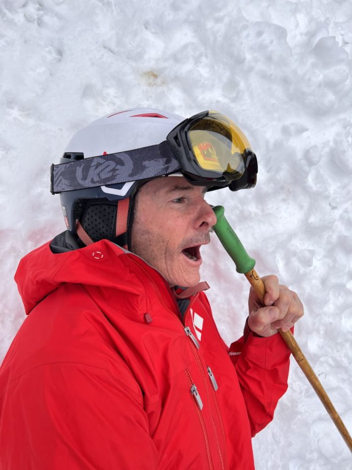 Snot blow with ski pole