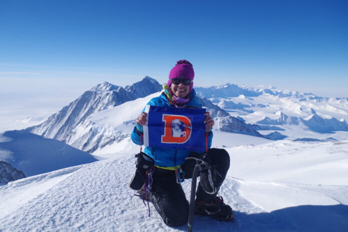 Kim Hess atop Mt Vinson