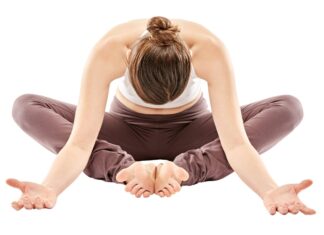 Yoga and Yogurt Yogie doing yoga